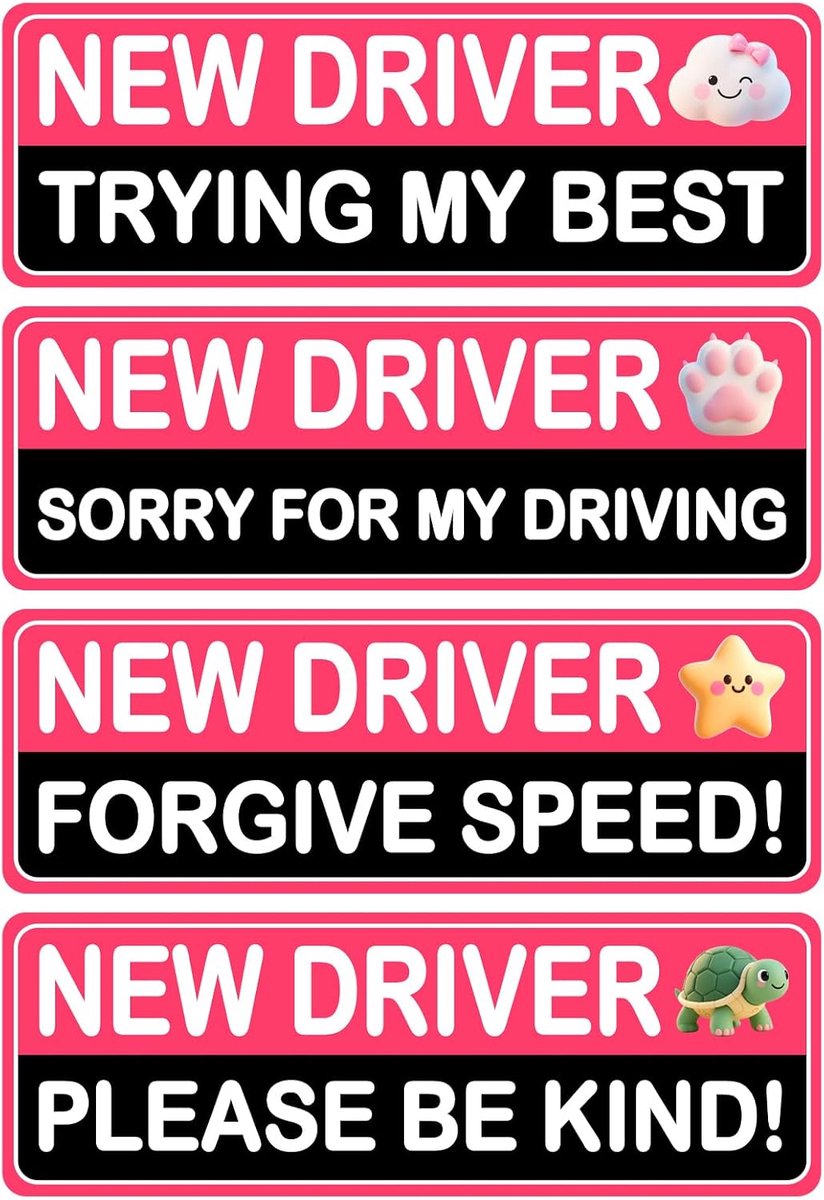 SnelShoppen - 4 Stuks Magnetische Stickers voor Beginners, Verwijderbare Schattige Stickers voor Studenten, Auto Magnetische Accessoires, Houd Afstand