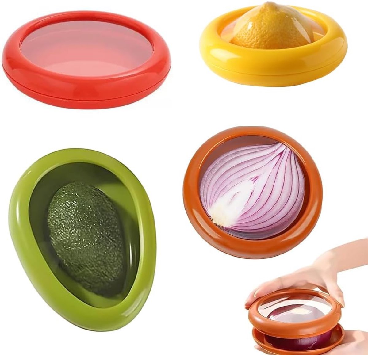 SnelShoppen - Lockable Opbergdozen Set van 4, Voedselveilige Bewaarboxen voor Groenten en Fruit, Luchtdicht, Herbruikbare Container voor Keuken en Koe