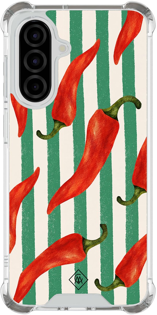 Casimoda® hoesje - Geschikt voor Samsung Galaxy A37 - Hot Pepper Vibes - Shockproof case - Extra sterk - TPU/polycarbonaat - Groen, Transparant