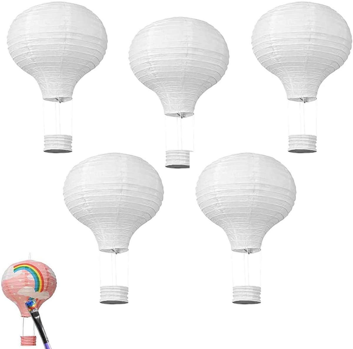 SnelShoppen - 5-delige Decoratieset - Papieren Luchtballon Lampionnen voor Verjaardag, Bruiloft, Babyshower en Feest, Herbruikbare Hangdecoraties