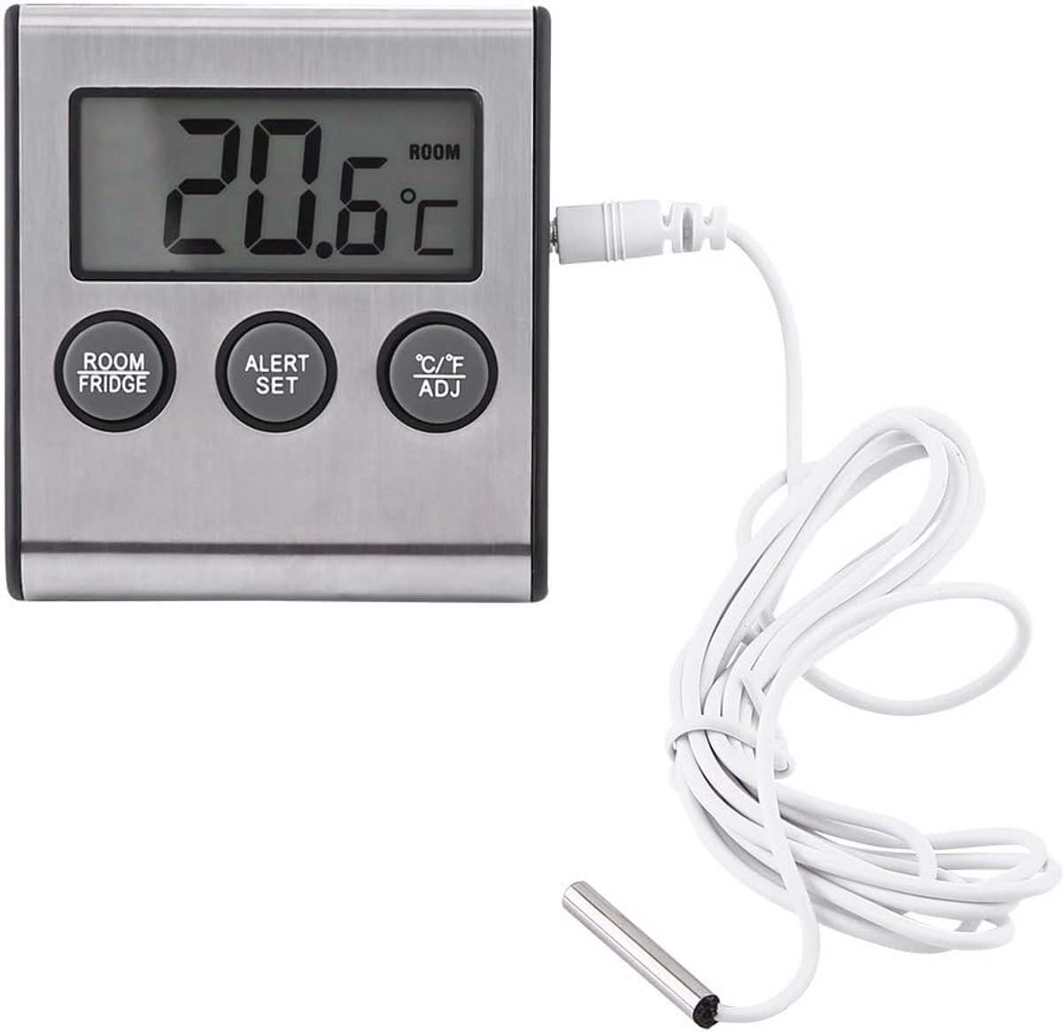 SnelShoppen - Digitale koelkastthermometer met groot LCD-display, hoge en lage temperatuur waarschuwing, -50°C tot 70°C, voor keuken en camping