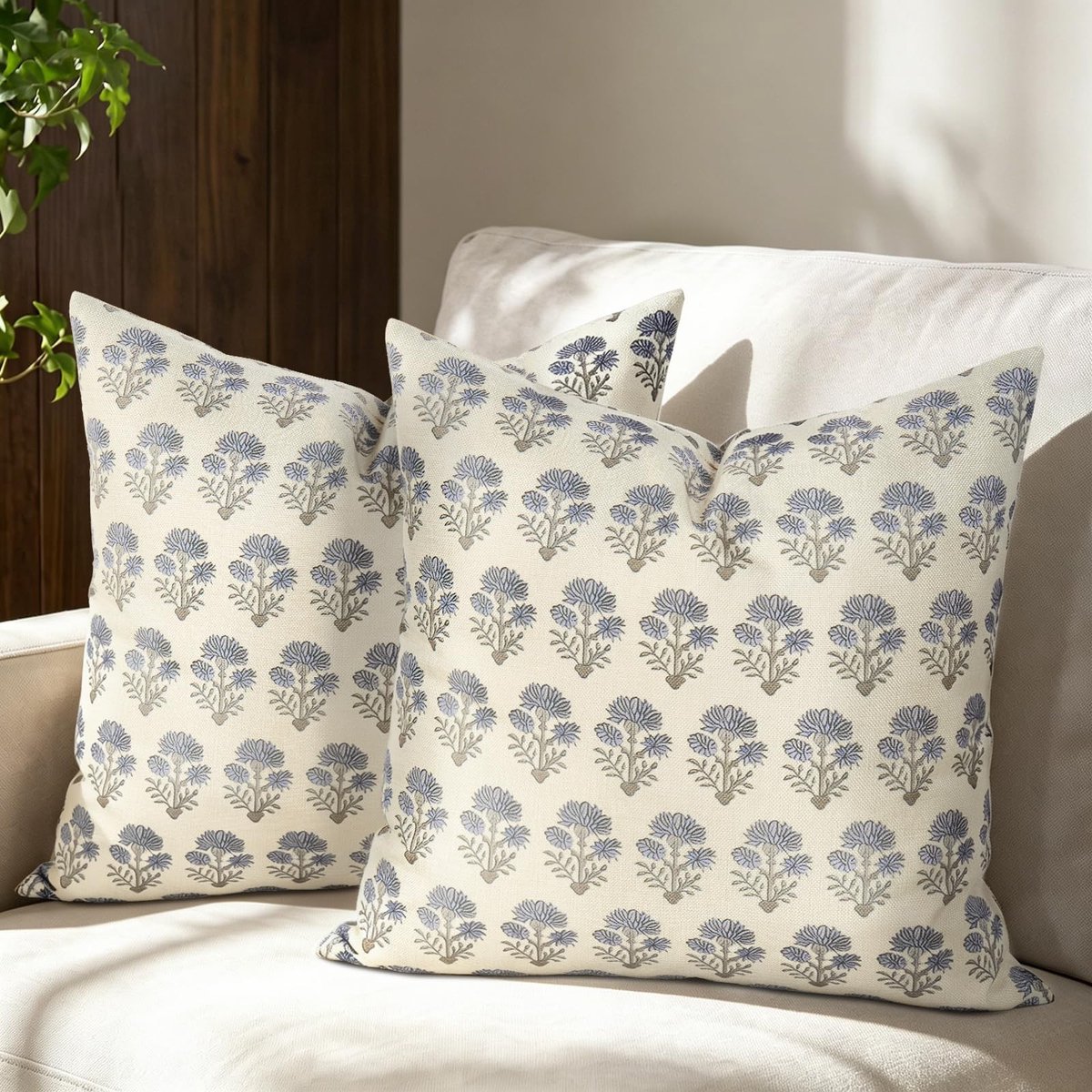 Omgoods - Set van 2 Waterdichte Buiten Kussenslopen 45x45 cm met Bloemenprint
