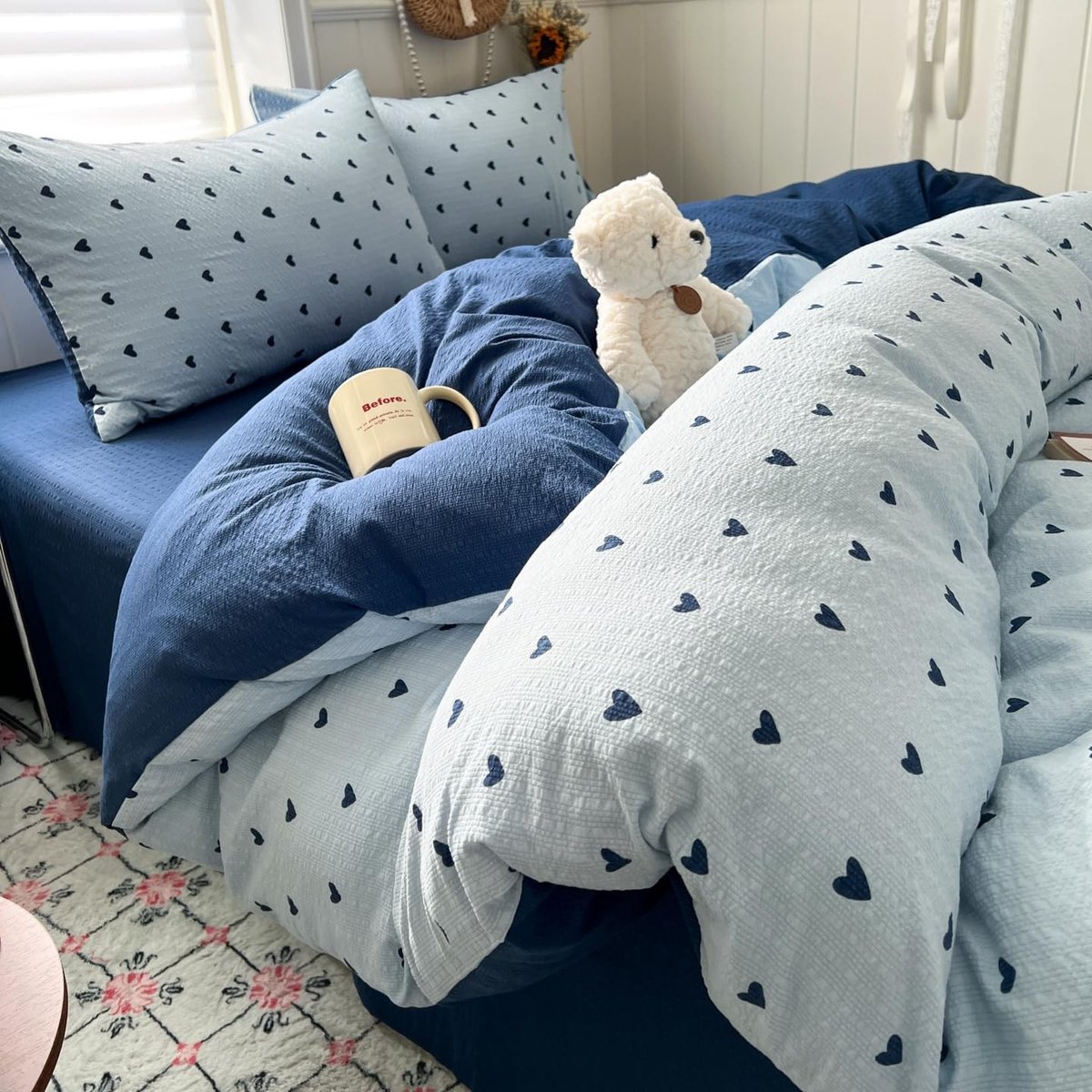 Omgoods - Lanqinglv Beddengoedset - Seersucker Dekbedovertrek 155x220 cm met Kussensloop