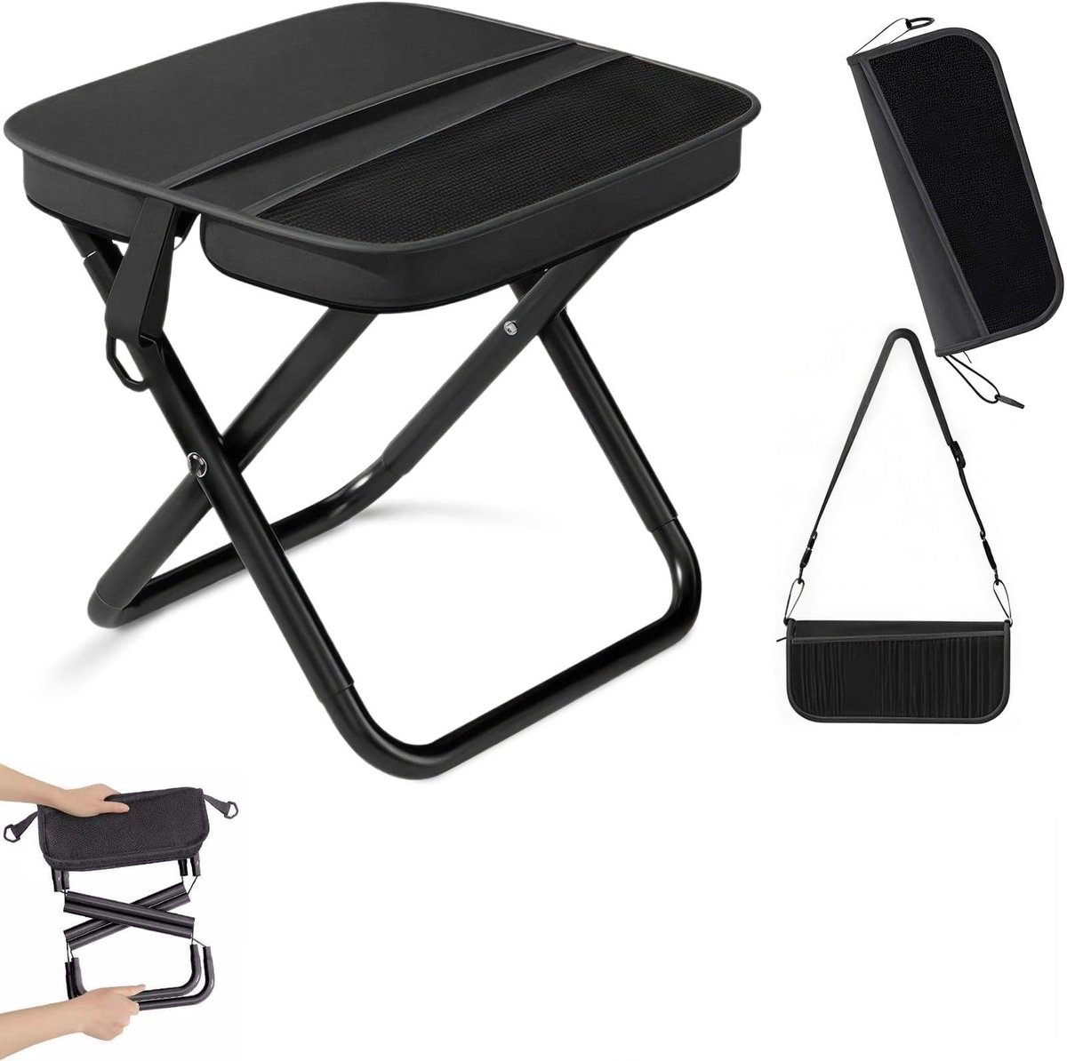 Omgoods - Campingkruk, Opvouwbaar en Draagbaar met Opbergtas - Maximaal 120 kg