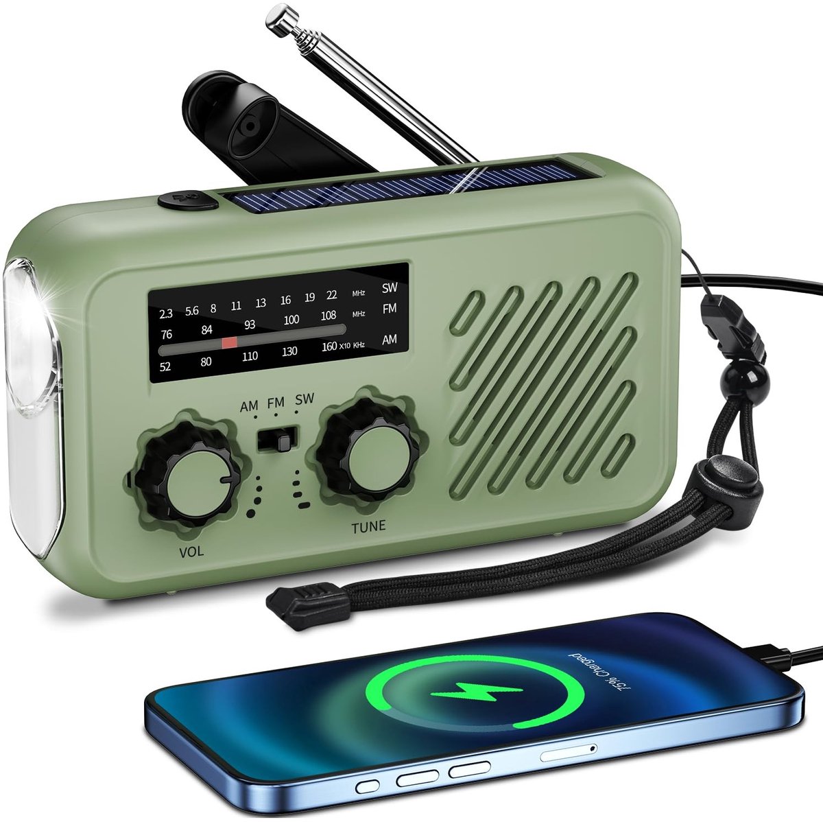 Omgoods - Draagbare Noodradio met Zonne-energie en Powerbank - Voor Avonturen en Noodgevallen