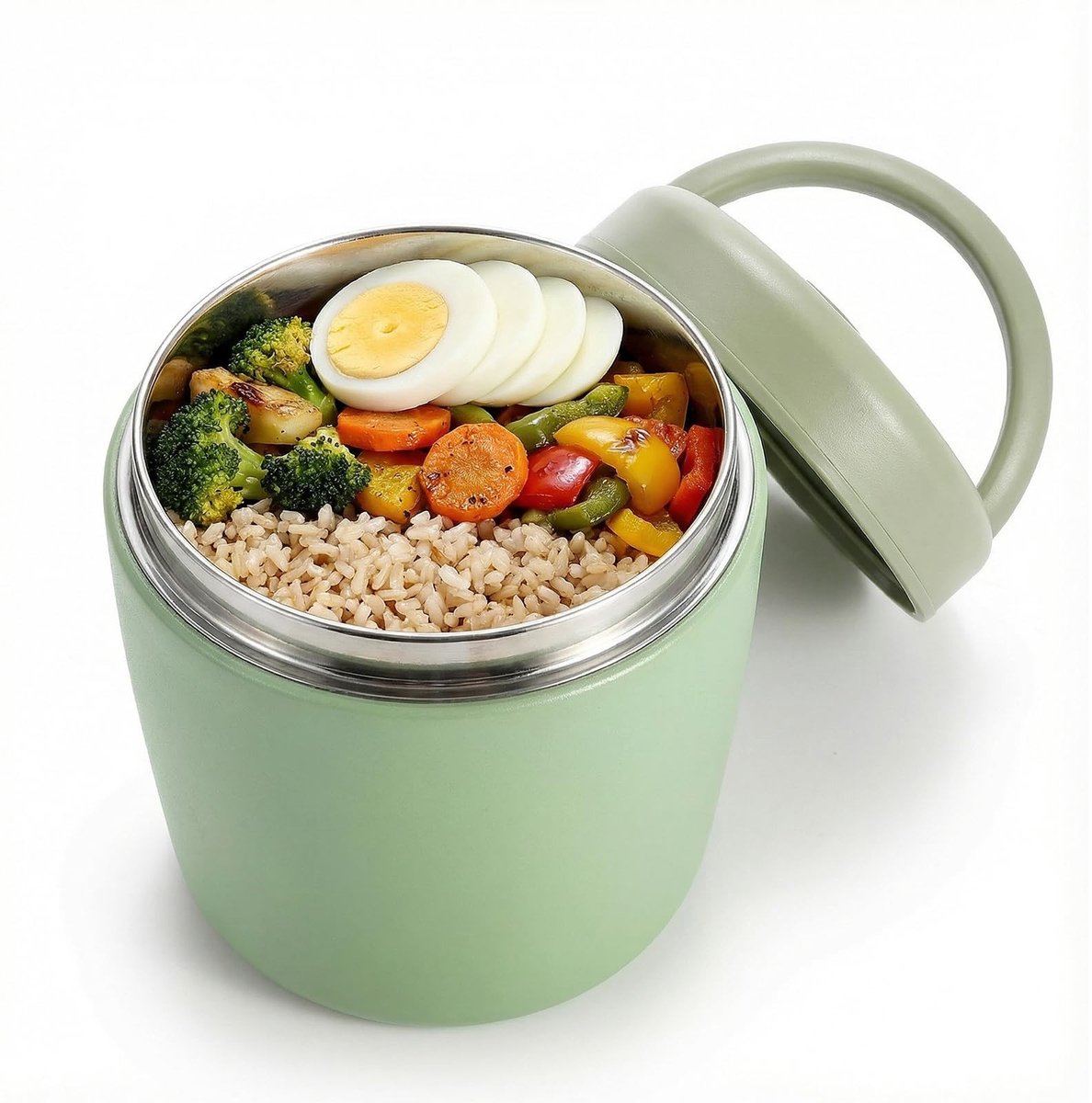 Omgoods- Thermosbeker 1200 ml - Warmhoudbeker - Roestvrij Staal - Lekvrij - Geschikt voor Kinderen/Volwassenen - Inclusief Lepel - Thermocontainer