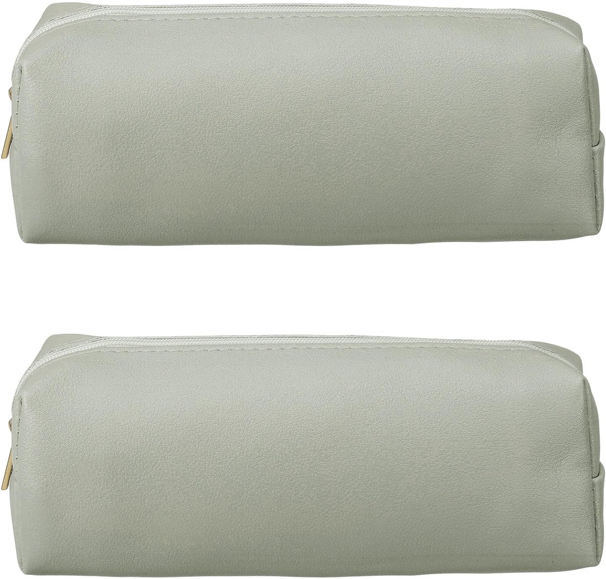 Omgoods - Lederen Pennenzak - Klein Organizer Etui voor Kantoor en Make-up - Grijs, 2 Stuks