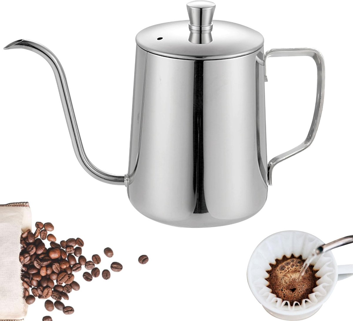 Omgoods - RVS Gooseneck Koffieketel 600 ml voor Nauwkeurig Schenken