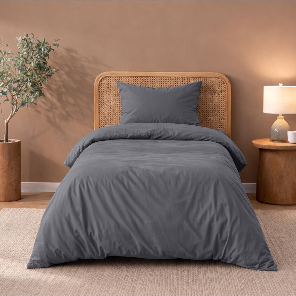 Omgoods - 2-Delig Microfiber Dekbedovertrek met Kussensloop, 135 x 200 cm