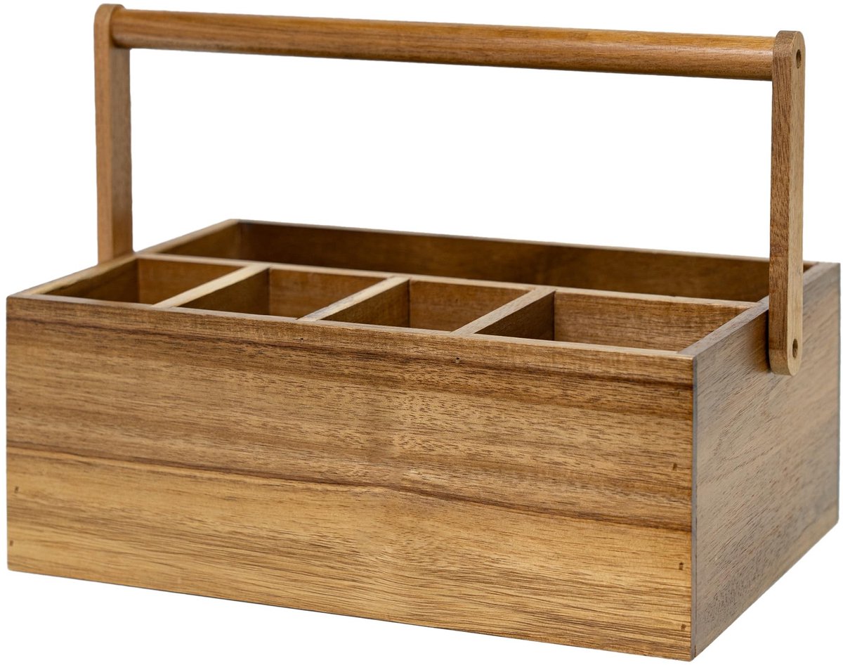 Omgoods - Acacia Houten Bestekhouder met Handgreep
