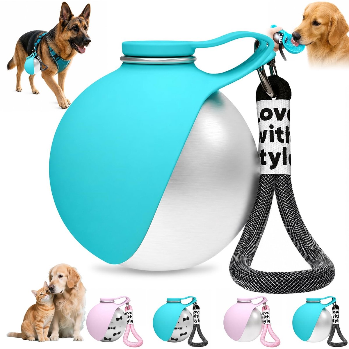 Omgoods - Draagbare Waterfles voor Honden met Siliconen Kom