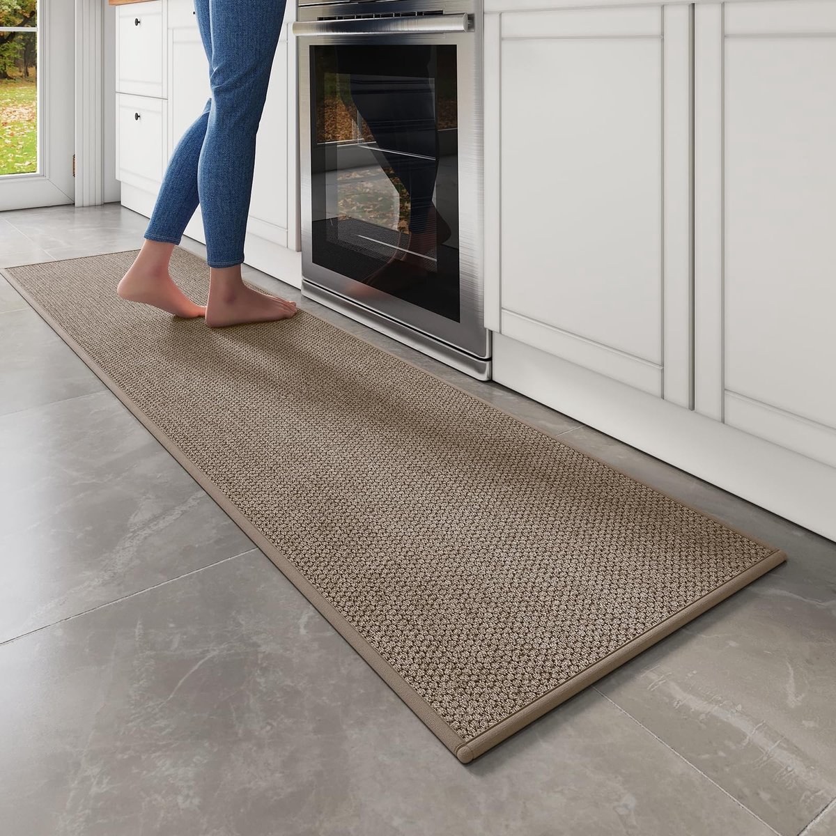 Omgoods - Antislip Keukentapijt Wasbaar 45 x 180 cm Bruin