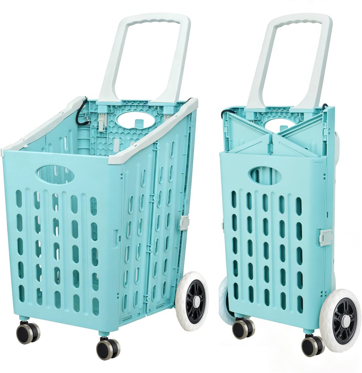 Omgoods - Vouwbare Shopping Trolley in Groen voor Boodschappen