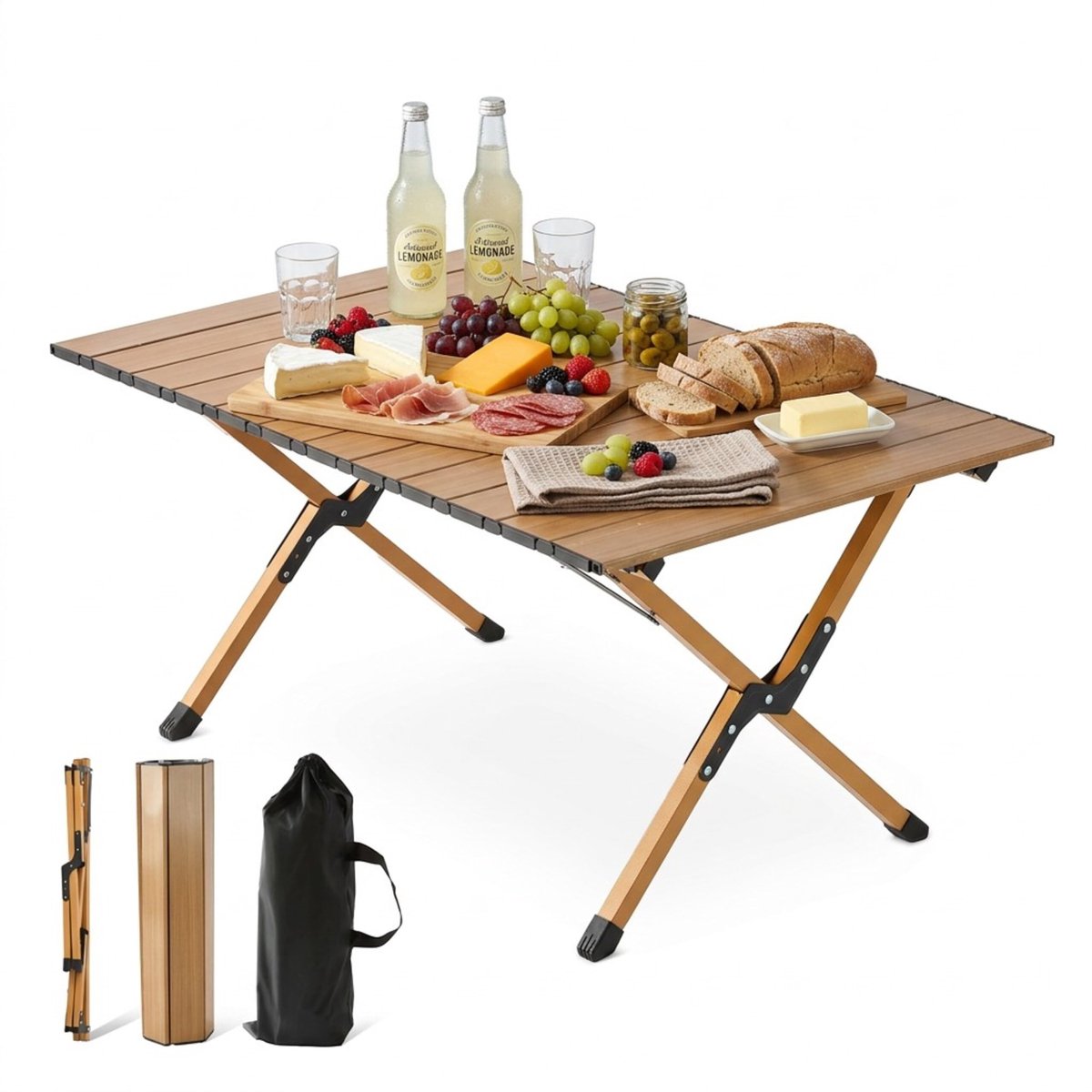 Omgoods - Opvouwbare Campingtafel met Hoogteverstelling en Draagtas