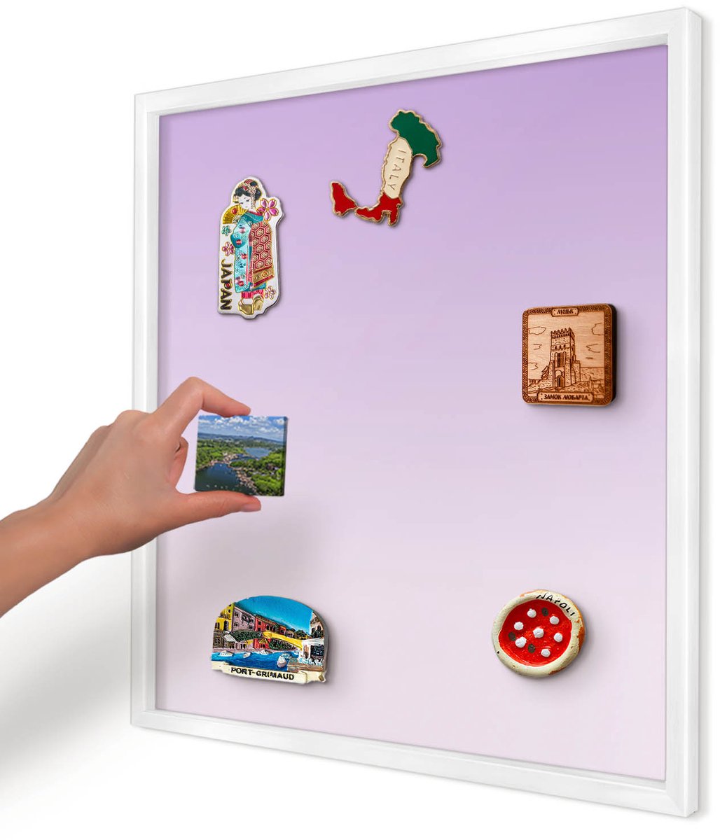 Artprintcave Paars Magneetbord mit Witte Lijst - 50x50 cm - Subtiele Kleurovergang Notitiebord - Minimalist Wandbord Magnetisch - Achtergronden En Patronen