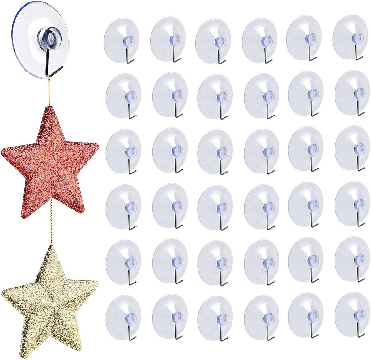36 Pcs Suction Cup Hooks, Transparent Suction Cups, Suction Cups with Hooks, Wall Hook with Suction Cup, Towel Holder - ShopVlot