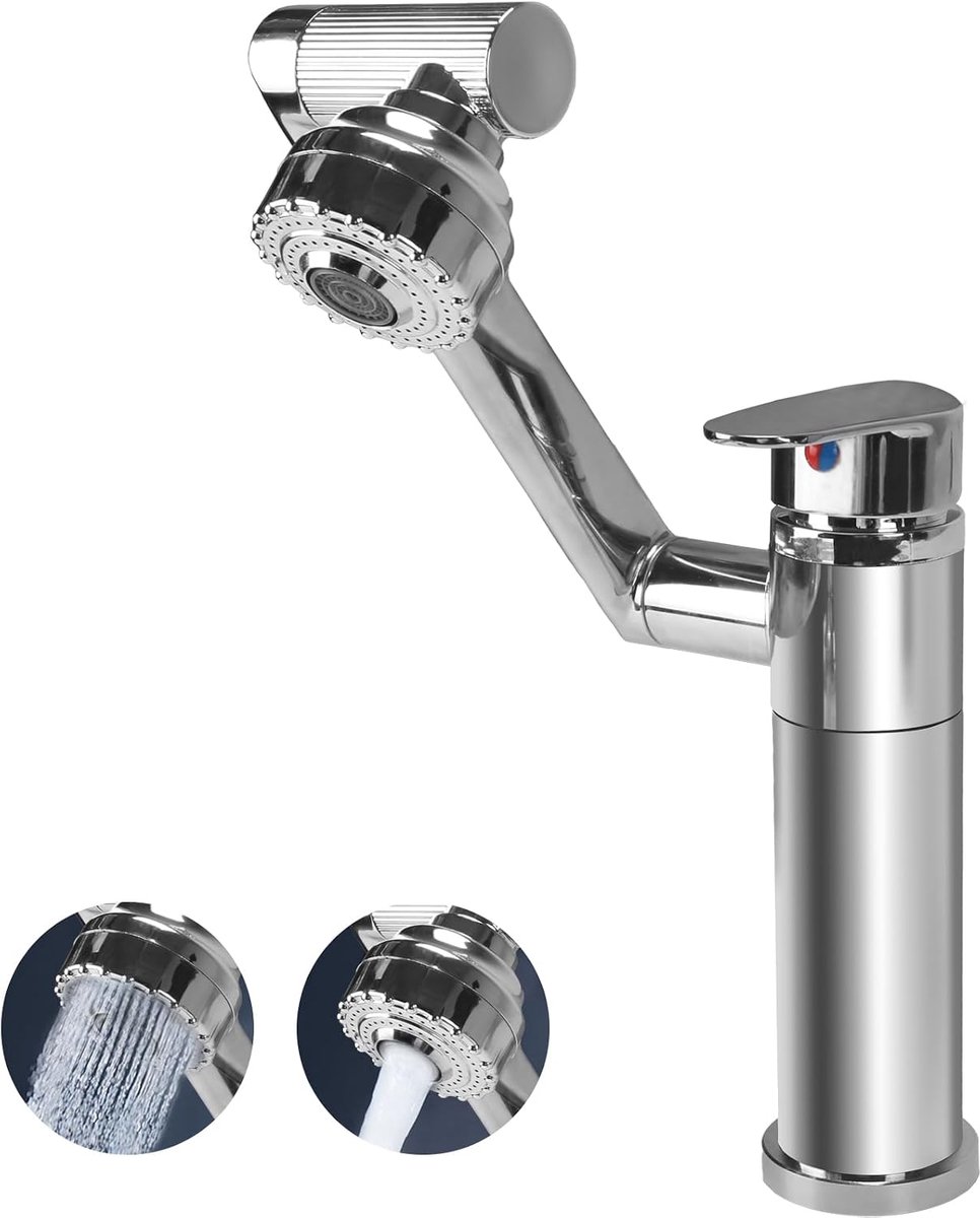 Kitchen Tap, Flexible 360° Rotatable, 2 Modes of Water Dispensing, Basin Fittings, Water Tap with Bubble Function - ShopVlot