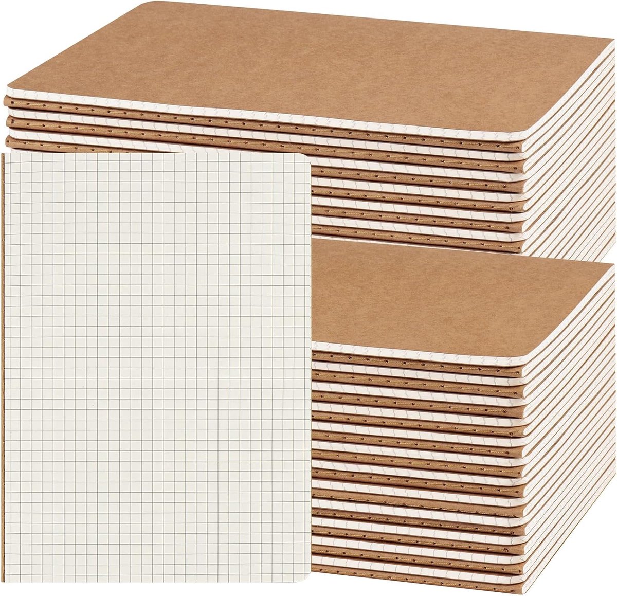 SnelShoppen - A5 Kraft Notebooks Set van 48 Blokken, 60 Pagina's per Blok, 80 gsm Hoogwaardig Eco-vriendelijk Papier, Gecontroleerd Ontwerp, Ideaal vo