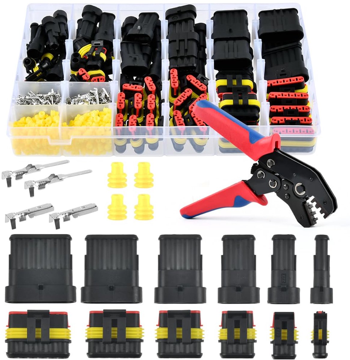 741 Waterproof Car Cable Connector, Plug with Crimping Pliers, Connector Kit for Car, Motorcycle, Boat, Truck - ShopVlot
