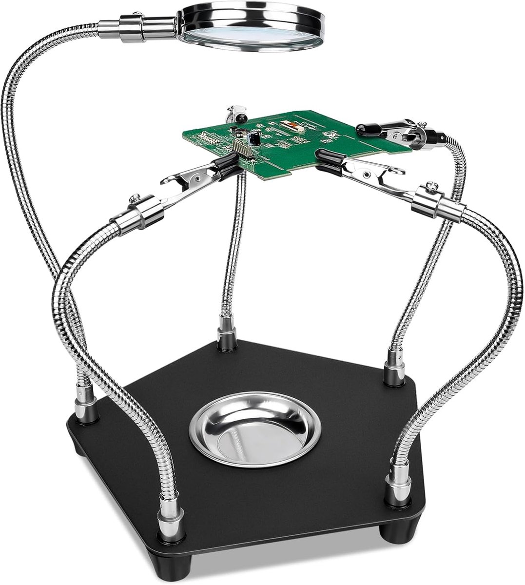 SnelShoppen - Derde Hand Soldeerhulp met 4 Flexibele Armen, 3x Vergrootglas - Hobbywerkplaats Ondersteuningsstation voor Elektronica, Modelbouw en Sie