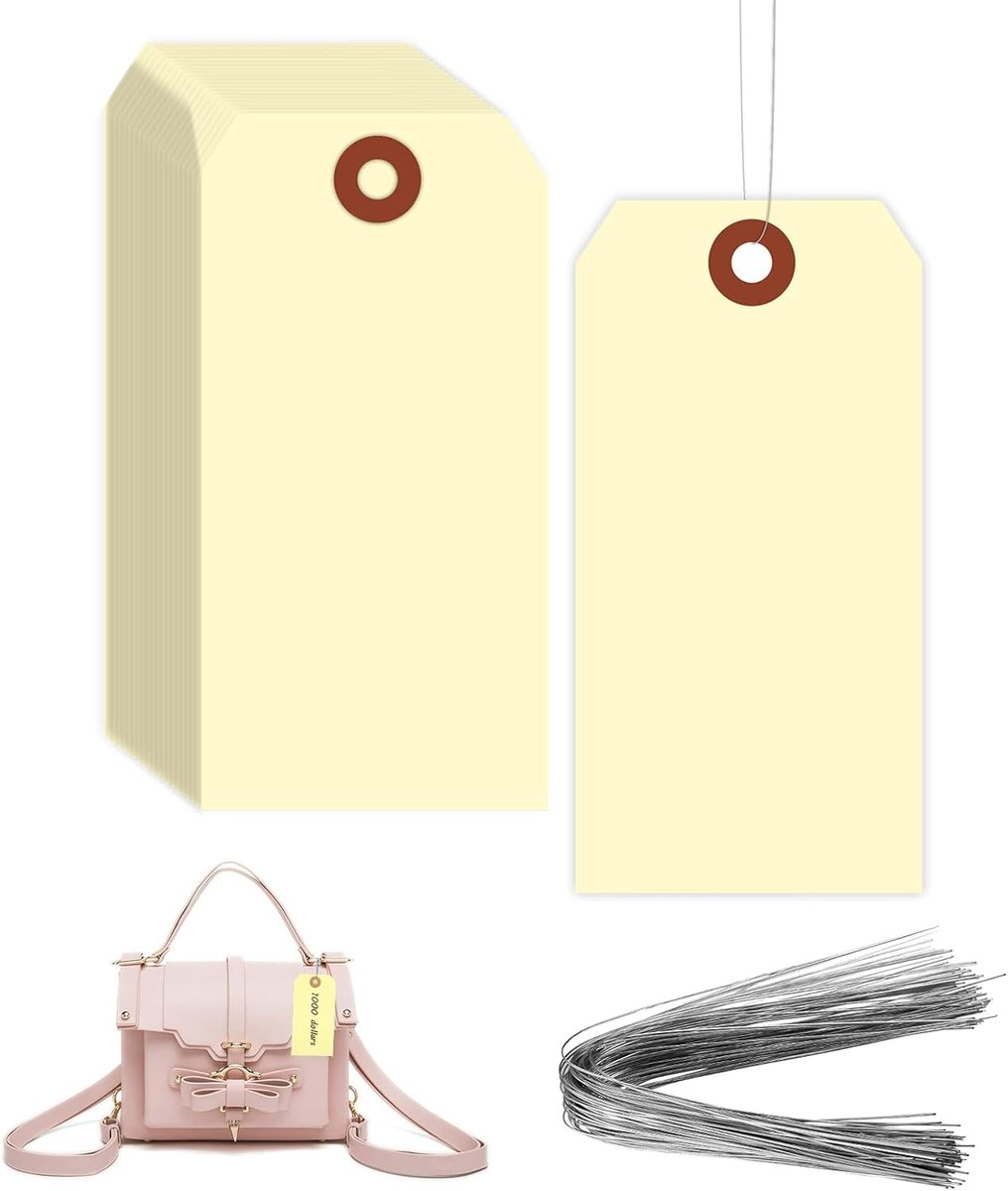 Prijslabels kleding 70mm x 35mm - witte markeerlabels met koord - ideaal voor kleding en sieraden - ShopVlot