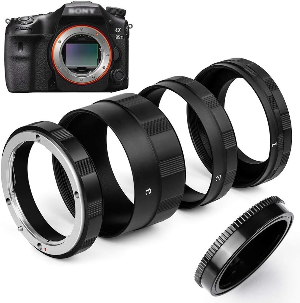 Macro Extension Tube voor DSLR Camera's met Metalen Bevestigingsring en Achterlensdeksel - Geschikt voor Sony en Minolta Camera's, Perfect voor Close-up Fotografie en Creatieve Opnames