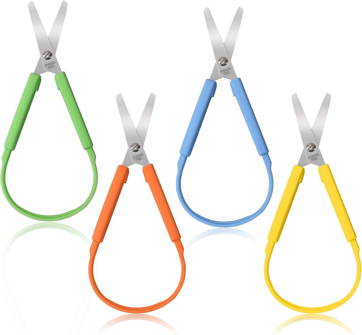 Set van 4 Kinderschaar met Handvat, Veilige Kleurige Scharen voor Creatief Knutselen, Zelfopenende Scharen voor Kleine Kinderen