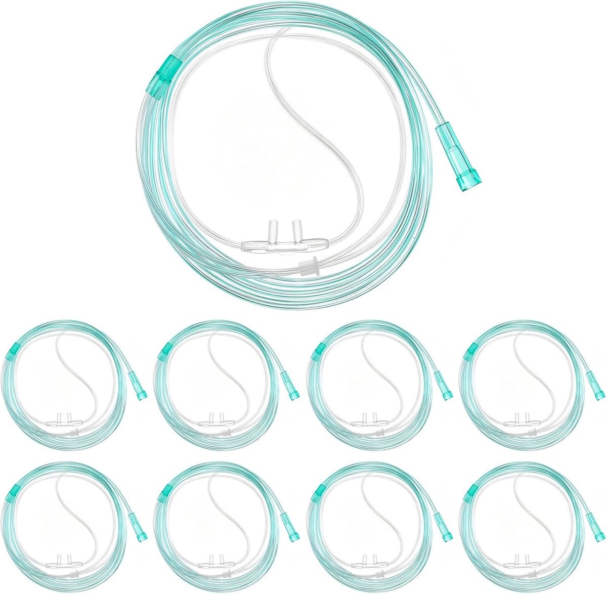 Neuscanule Ultra Soft 8 Pack Groene Crush Resistant Tubing 2 m Standaard Neusbuizen Lichtgewicht Tubing voor Comfortabele Zuurstoflevering