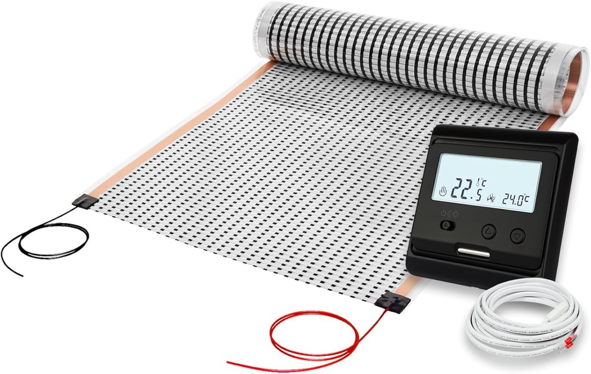 SnelShoppen - Elektrische Vloerverwarming voor Camper, Caravan, Boot, 1.5 m, 12 V, 130 Watt/m², Verwarmingsfilm voor Laminaat, Parket, Linoleum, Cork