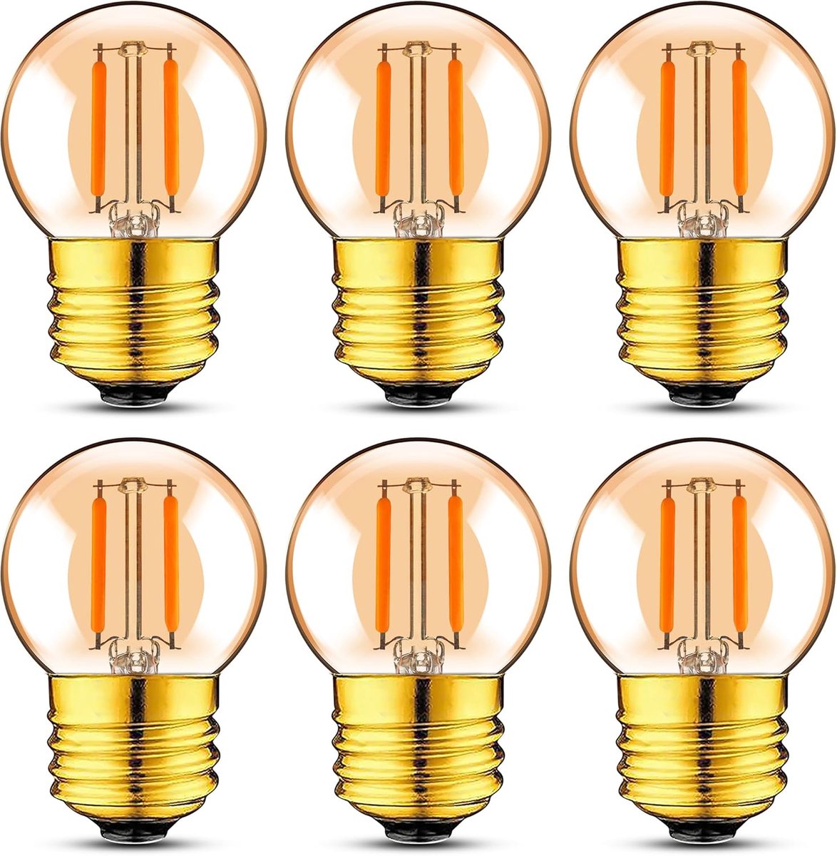 Led Vintage Gloeilamp Genixgreen G40 1W LED Filament Lamp Vervangt 10 Watt Edison Gloeilamp 2200K voor Kroonluchters, Niet-dimbaar, Pak van 6 | Vervangt gloeilampen met 10 W, Edison vintage gloeilamp voor kroonluchter, niet dimbaar, 100 lm, 6 stuks