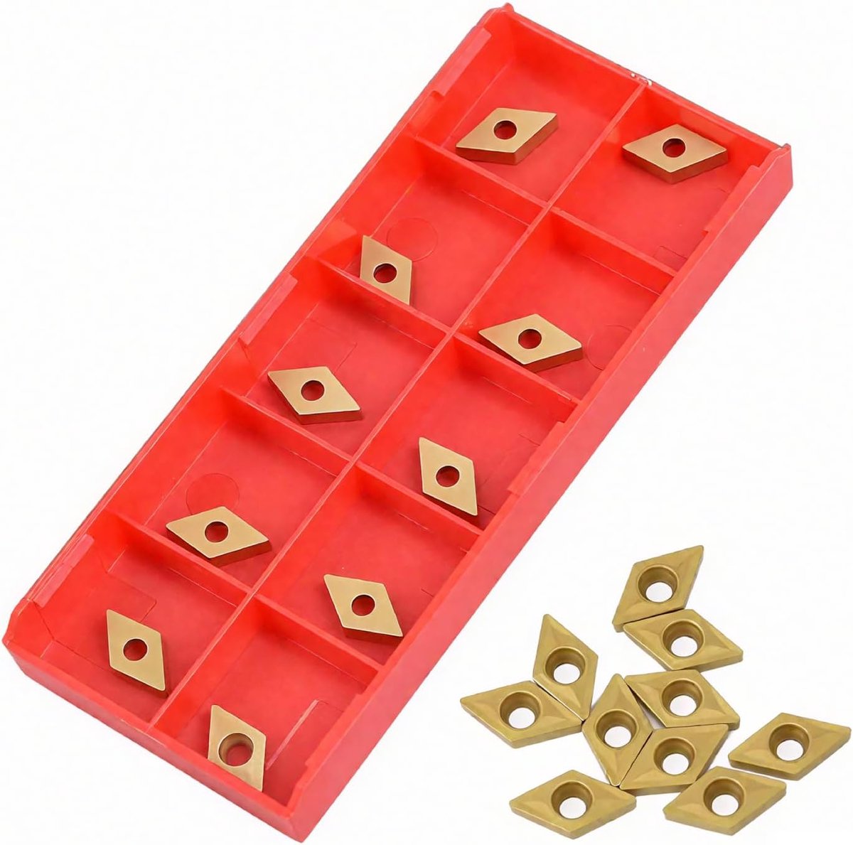 10 stuks diamantvorm CNC-hartmetaal inzetsnijder, DCMT070204 US735 DCMT51.51, voor roestvrijstalen draaimachines
