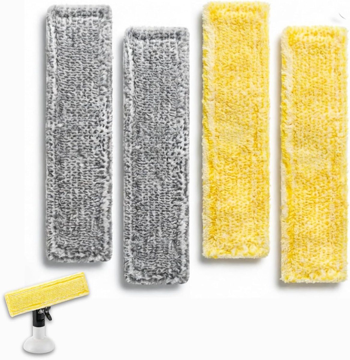 4 stuks reservepads compatibel met Kärcher reserveonderdelen voor raamzuiger, accessoires, microvezel wisserhoezen, geschikt voor Kärcher raamreiniger WV2 WV5 WV6 Plus Premium (2 geel y 2 grijs)