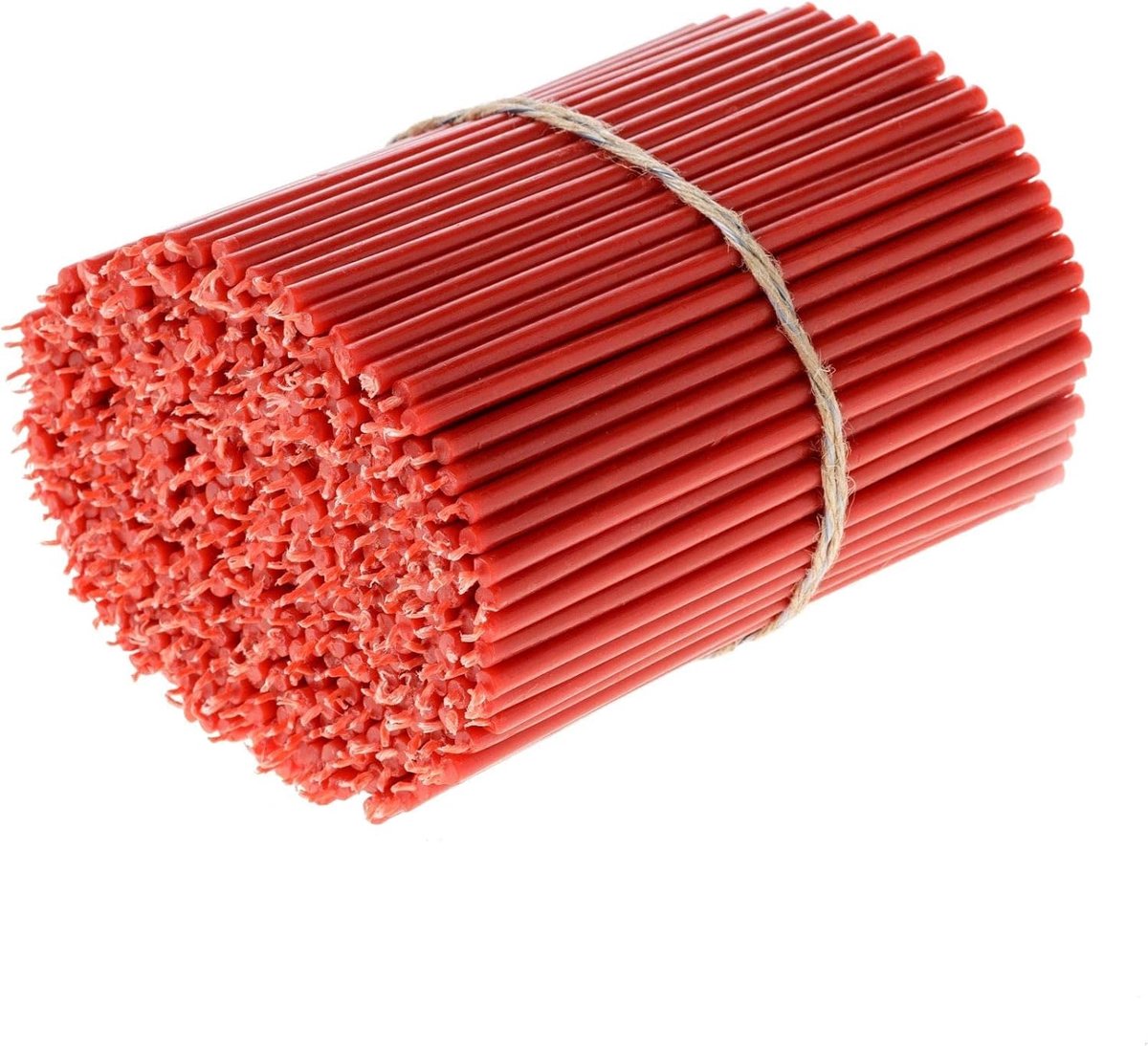 Ritual Bijenwaskaarsen (Rood) - Orthodoxe kaarsen voor gebed, tafeldecoratie, bruiloft - Niet-giftig, roetvrij, druppelvrij, lang, duurzame producten, N80, hoogte: 18,5 cm, Ø 6,1 mm (200
