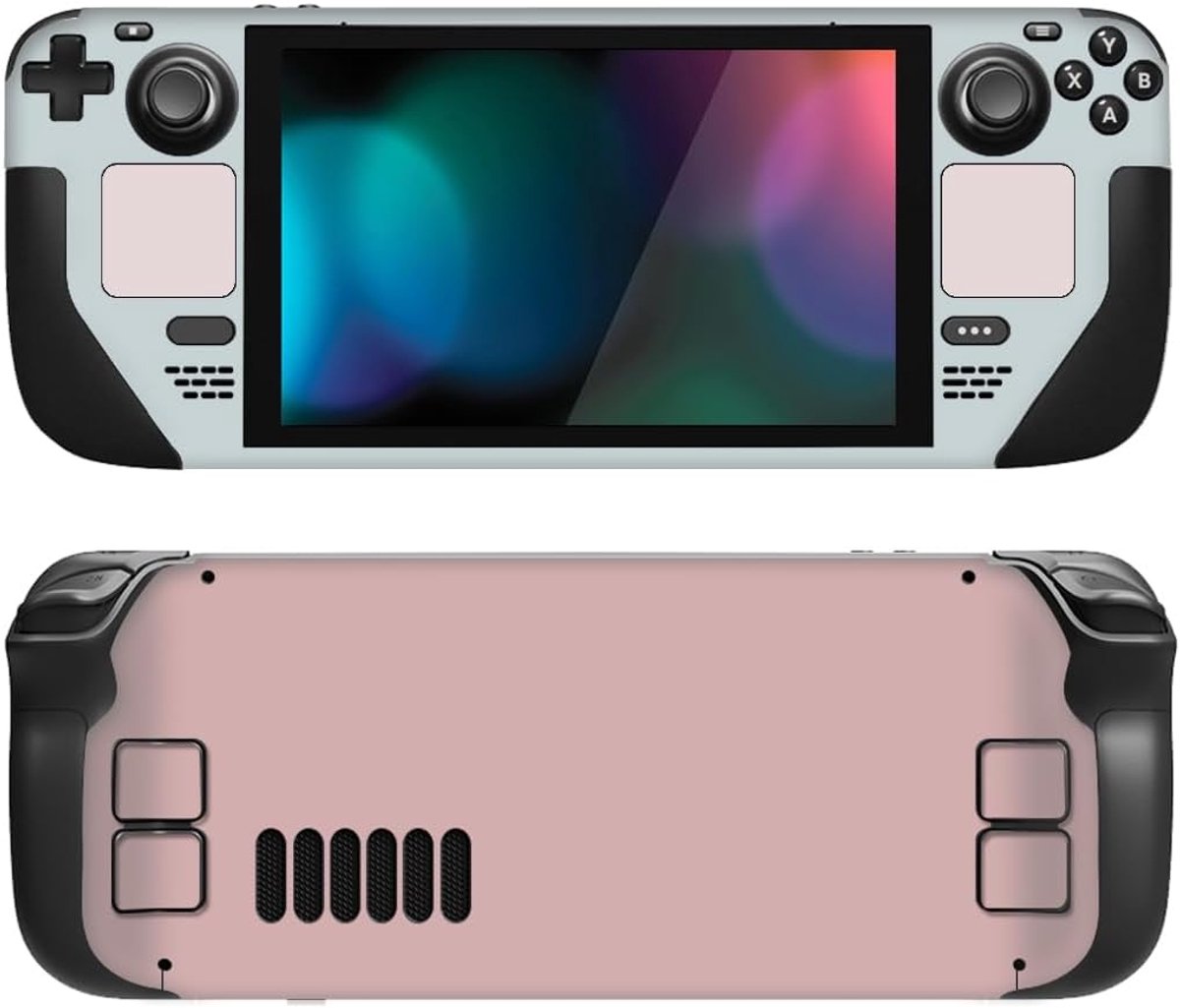 Sticker Compatibel met Steam Deck LCD,Skins Volledige Set Faceplate Decals voor Steam Deck OLED Handheld PC Gaming-Mist Grey & Pink #1