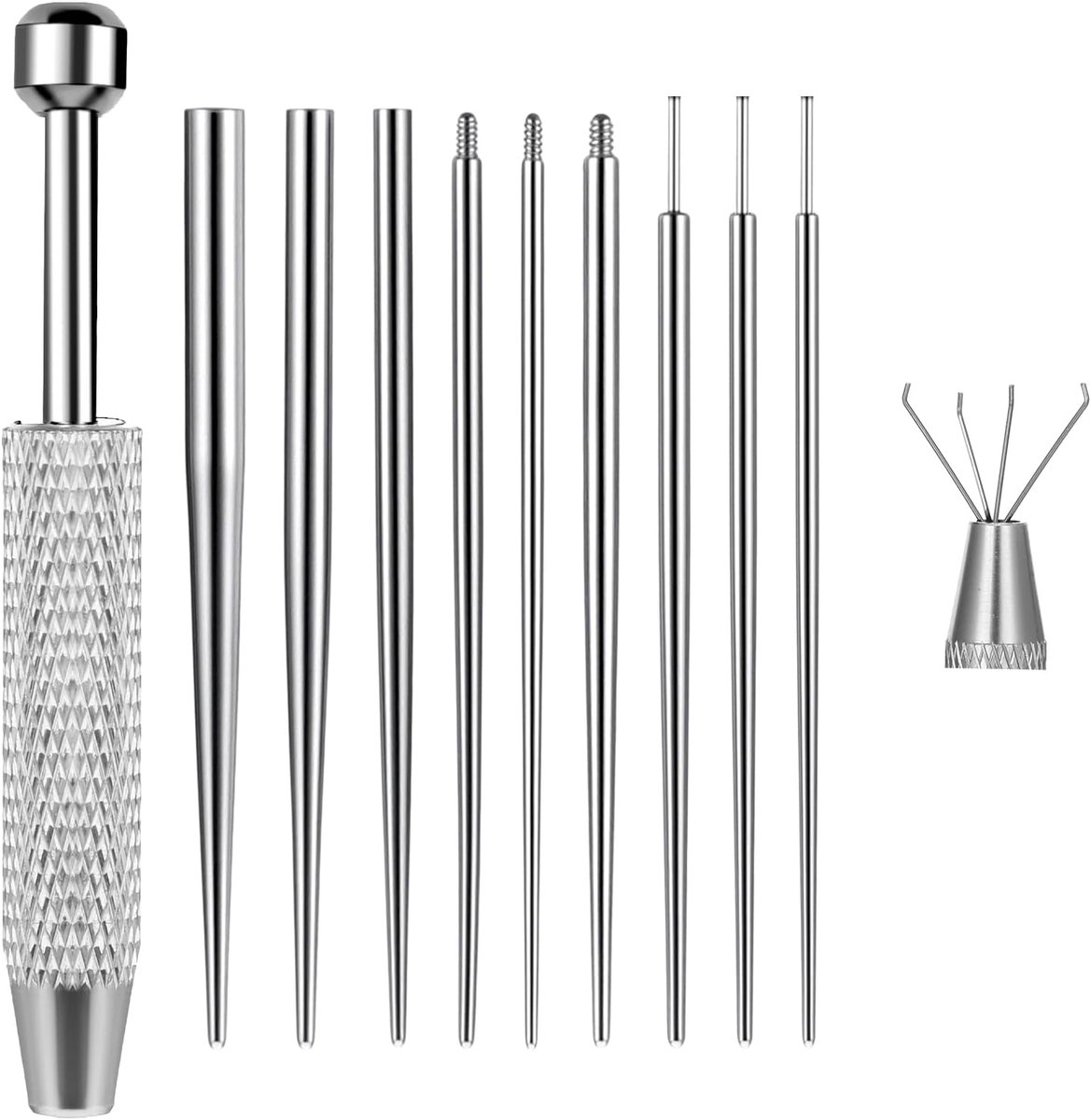 Piercing Ball Grabber Tool voor het verwisselen van sieraden - 12/14/16/18/20G roestvrij staal platte achterkant oorbel insertie tool draadloze inbrengpen piercing threader tool voor oor neus lip