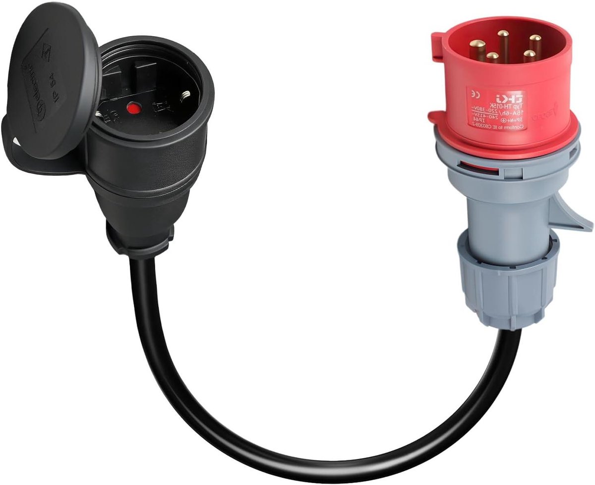 CEE Adapter - Stroomverloopstekker Verloopkabel - Stroom Vergelijken - IP44 Waterdicht - 0.5 m - Blauw