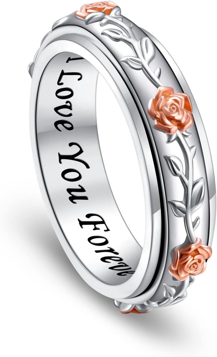 ring voor vrouwen, 925 sterling zilver, fidget-ringen voor angst, verlichting van verveling, ADHD, autisme, ring, spinner-ring, anti-angst ringen voor vrouwen, mannen, tieners