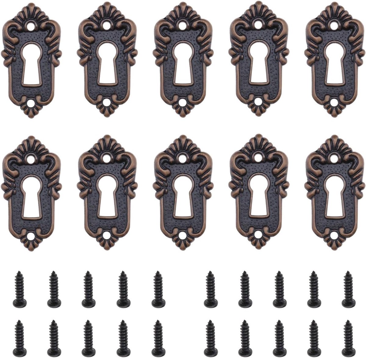idea 10 stks Antieke Key Lock Rozetten Brons Decoratieve Sleutelgat Cover Lock Fittingen met Schroeven voor Vintage Houten Doos Sieraden Doos Geschenkdoos Wijn Doos 45x23mm
