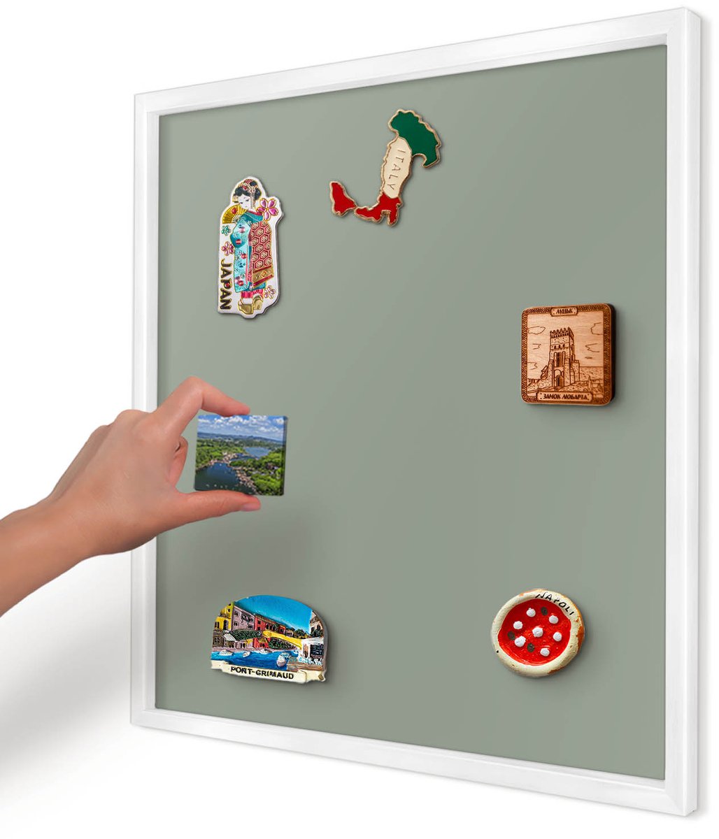 Artprintcave Groente Magneetbord mit Witte Lijst - 50x50 cm - Verstandig Notitiebord - Minimalist Wandbord Magnetisch - Achtergronden En Patronen