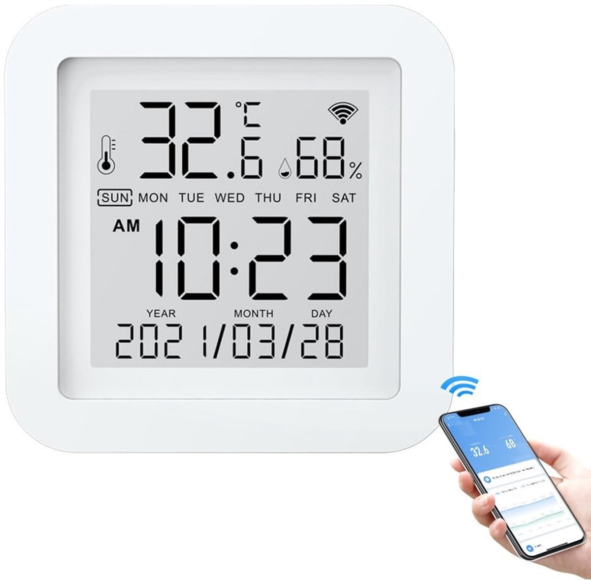 Wifi Temperatuursensor - Wit - Draadloze Thermometer - Digitale Hygrometer - Voor Thuisgebruik