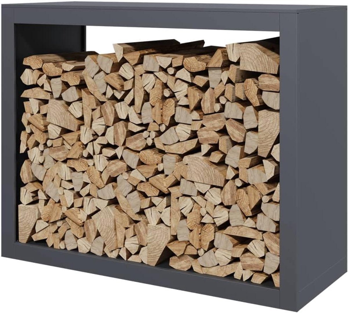Brandhoutrek - Haardhoutstandaard Opslag - Haardhout Opslaan - Stalen Frame - 100 x 40 x 80 cm - Antraciet