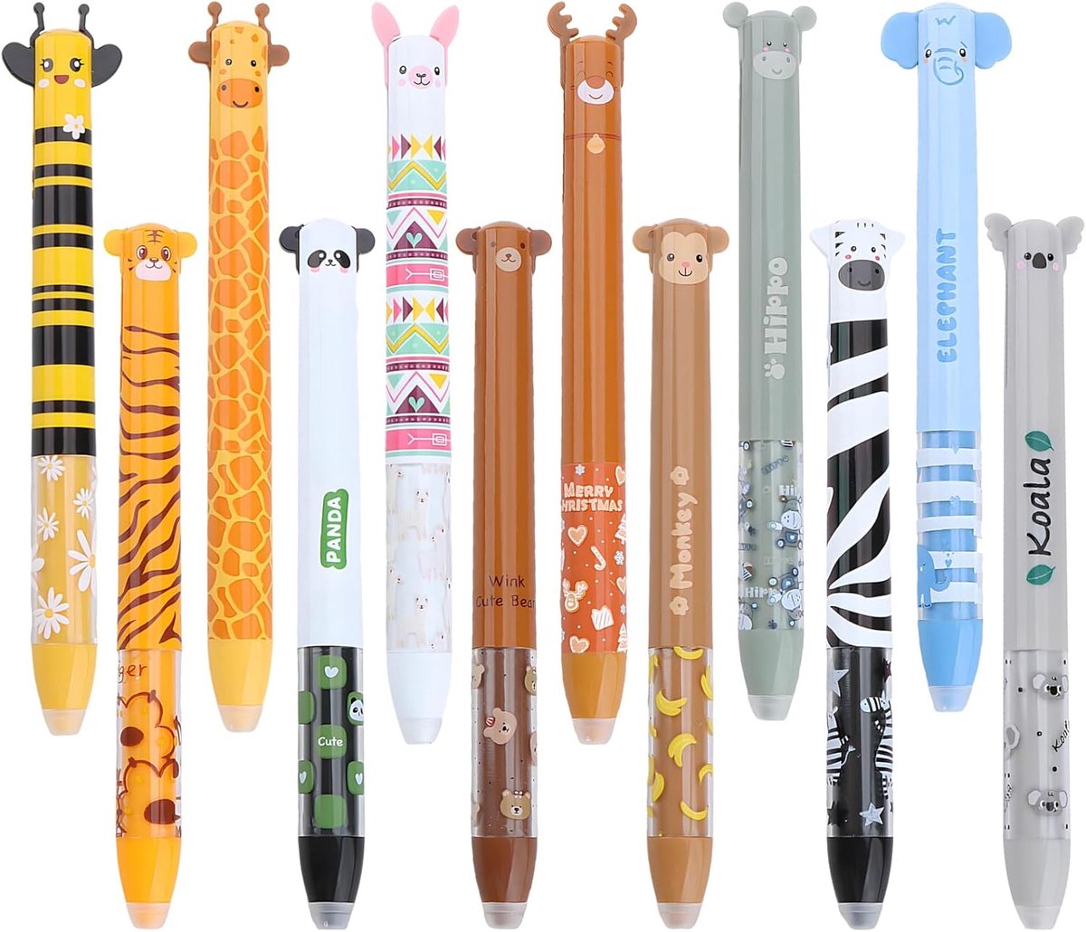 Erasable Ballpoint Pen Animals Erasable Rollerball Pen 0.5mm Two Tone Red and Blue Erasable Pens for School Supplies - ShopVlot