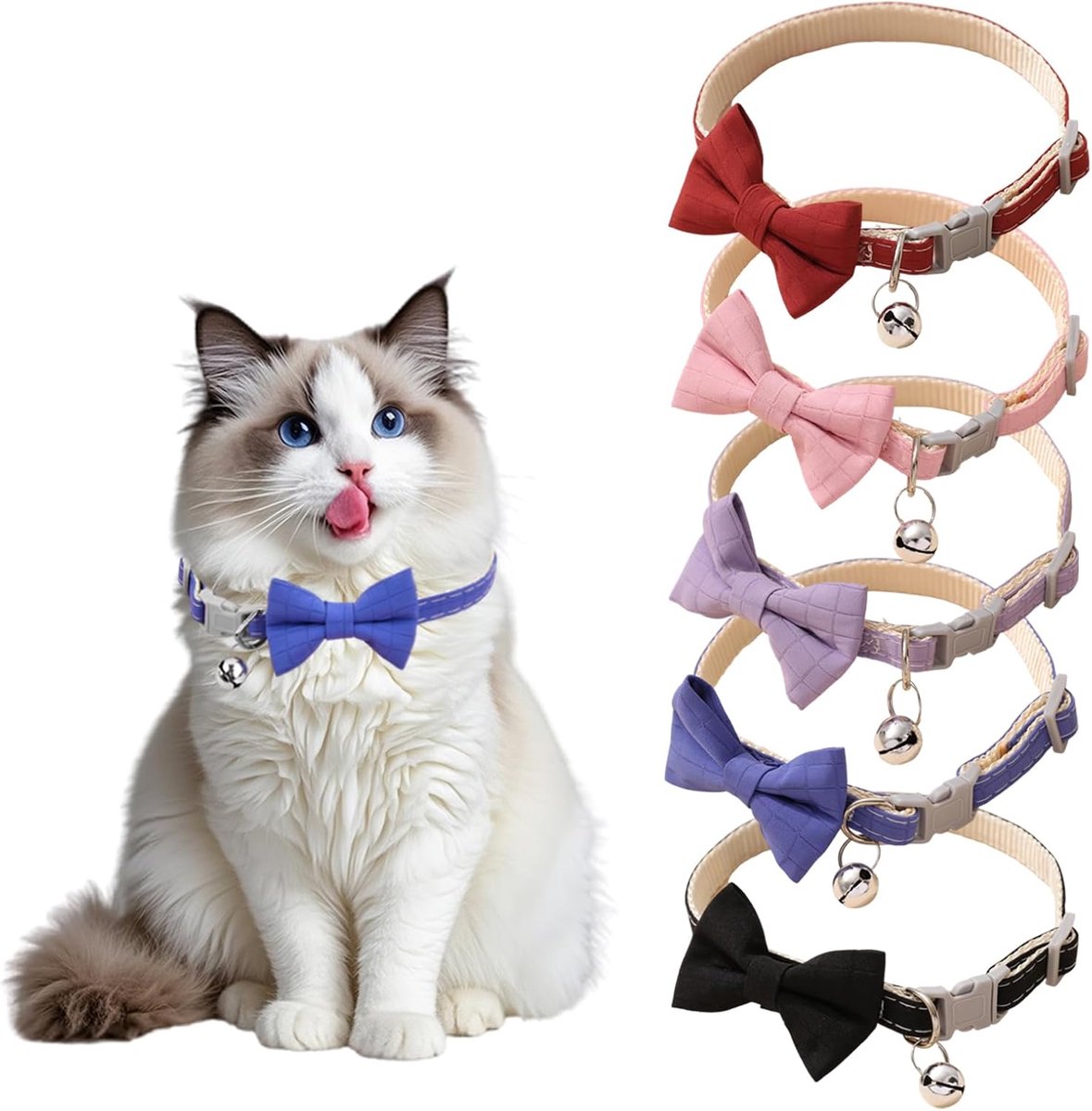 Kat halsband 5 stuks - Tinker Bell strik - Verstelbaar - Comfortabel voor jouw huisdier - SnelShoppen