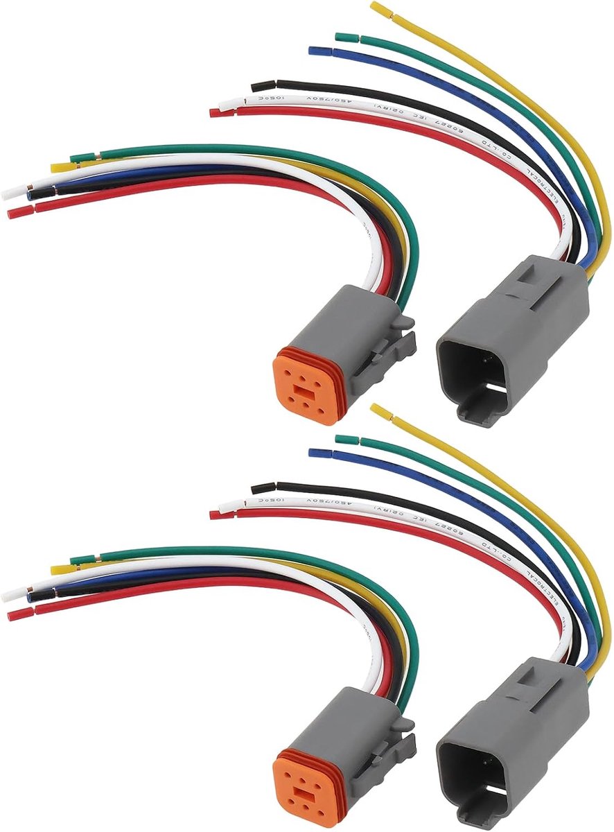 SnelShoppen - 2 Pairs 6 Pin Male Female Connector Plug 15cm Geschikt voor Deutsch DT, Auto's, Vrachtwagens, Schepen, LED Werkverlichting