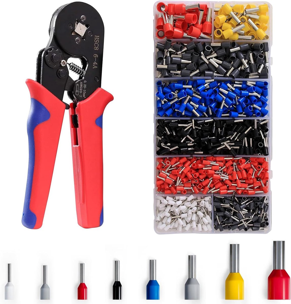 Cable Sleeves Crimping Pliers Set, 1200 Pieces Cable Sleeves, 0.25 mm² to 10 mm², Crimping Pliers, Wire Connections - ShopVlot