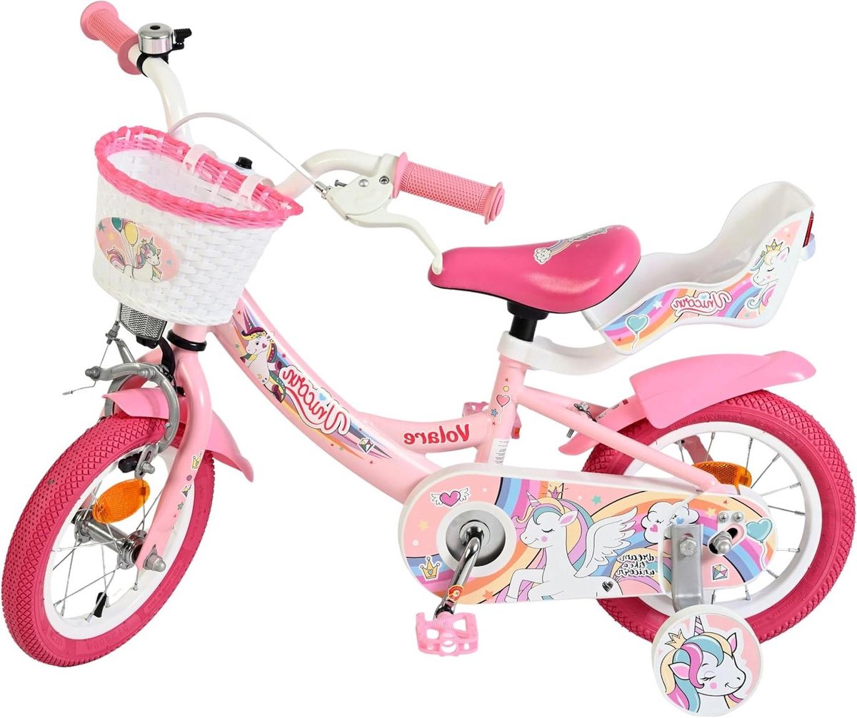 Kinderfiets Eenhoorn Meisjesfiets Roze Leren Fietsen Met Zijwieltjes 12 Inch Roze