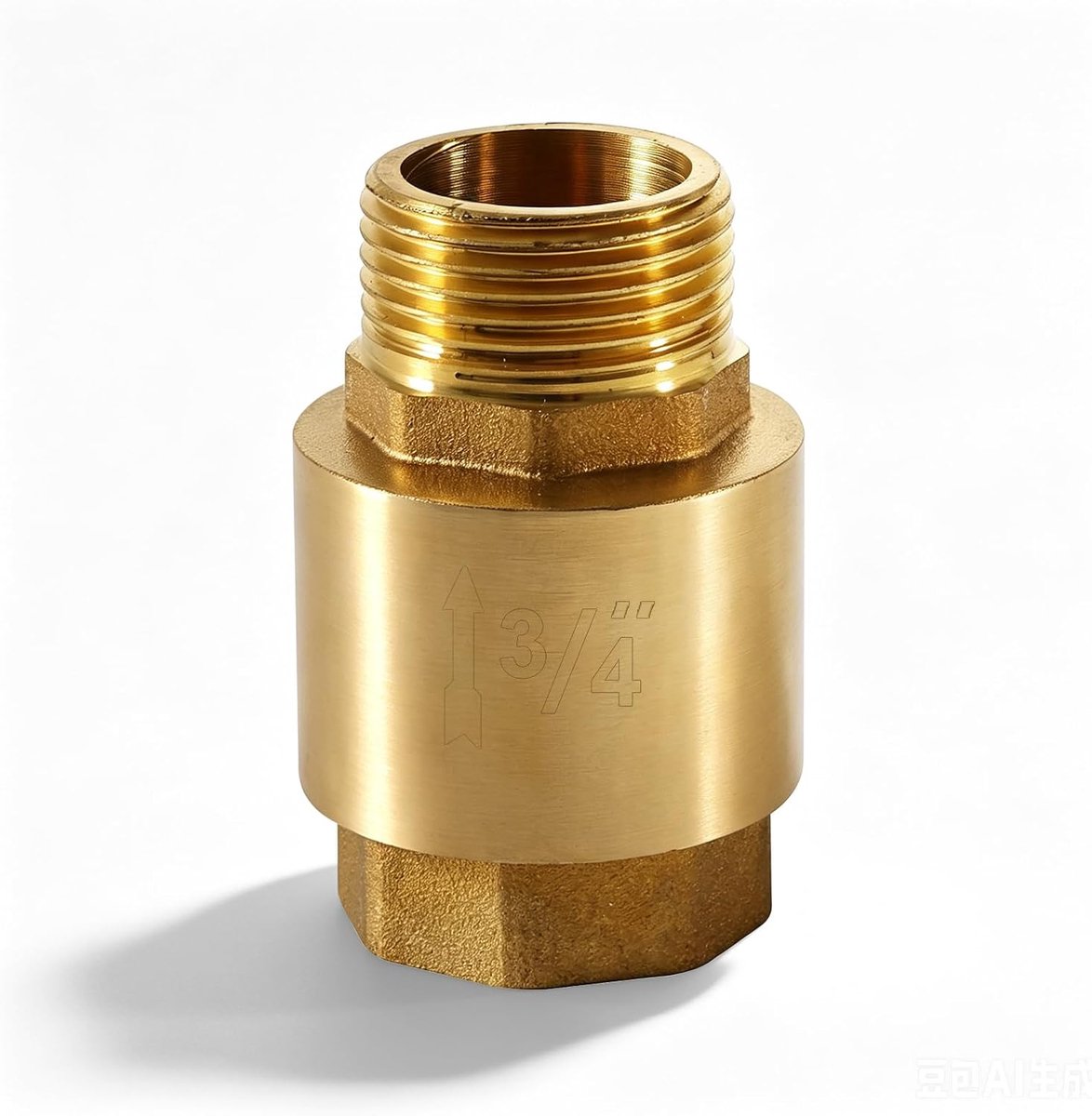 SnelShoppen - Messing Terugslagklep 3/4 Inch IG naar AG, Duurzame Inline Terugslagklep voor Tuinpompen, Wasmachines en Waterleidingen, 1 Stuk