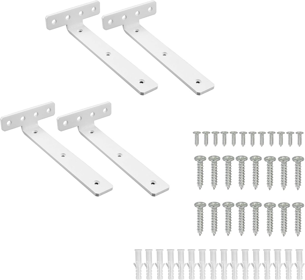 SnelShoppen - Heavy Duty Wandbeugel, L-Vormige Stevige Beugel, Wandmontage voor Plank, Wit, 20cm, Hoogwaardige RVS Materiaal, Ideaal voor Huiskamer, K