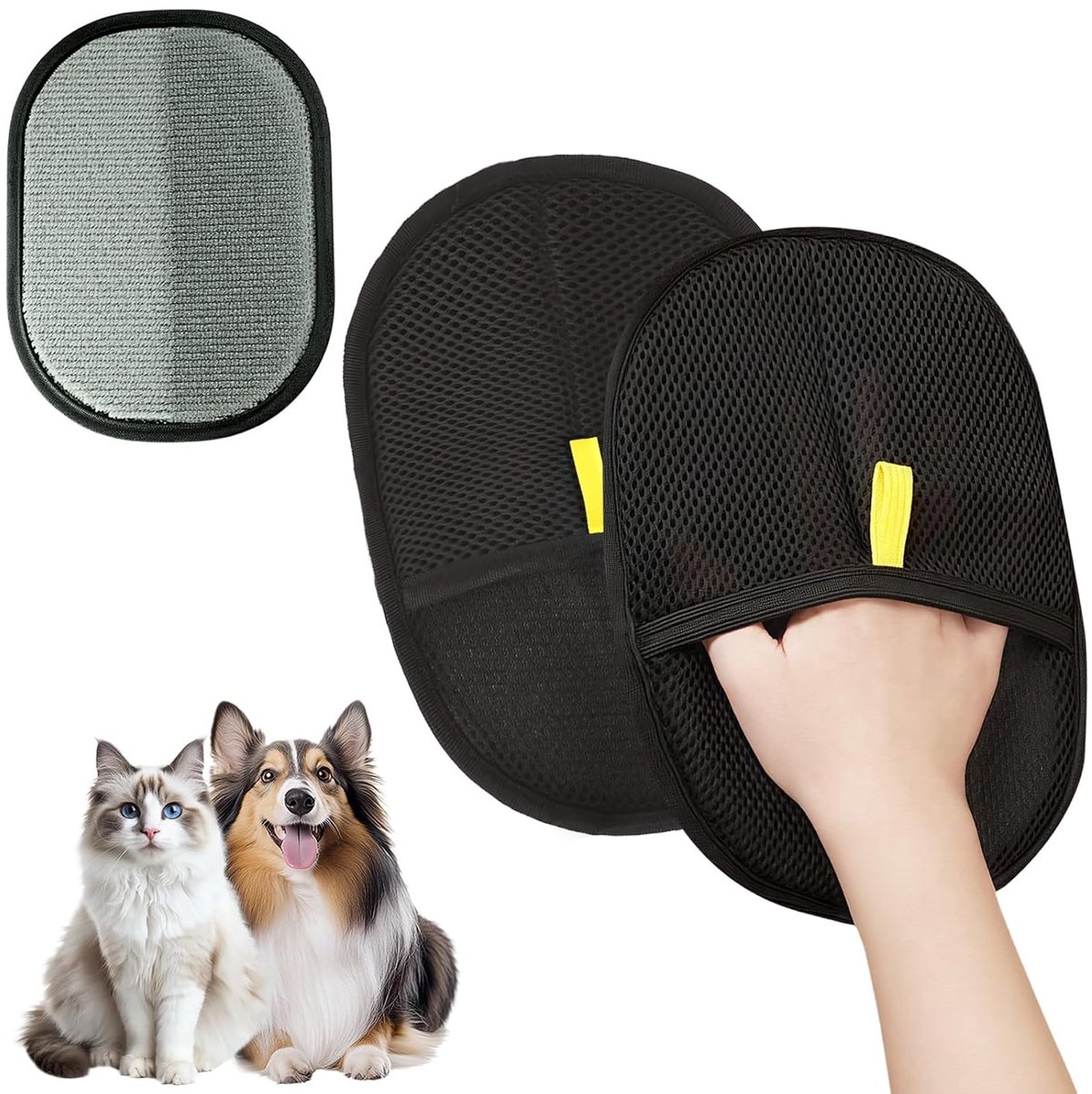 SnelShoppen - 2 Stuks Dons Magnet Handschoenen, Antistatische Huisdierenhaar Verwijder Handschoenen, Dubbelzijdige Dierverzorging Handschoenen voor Kl