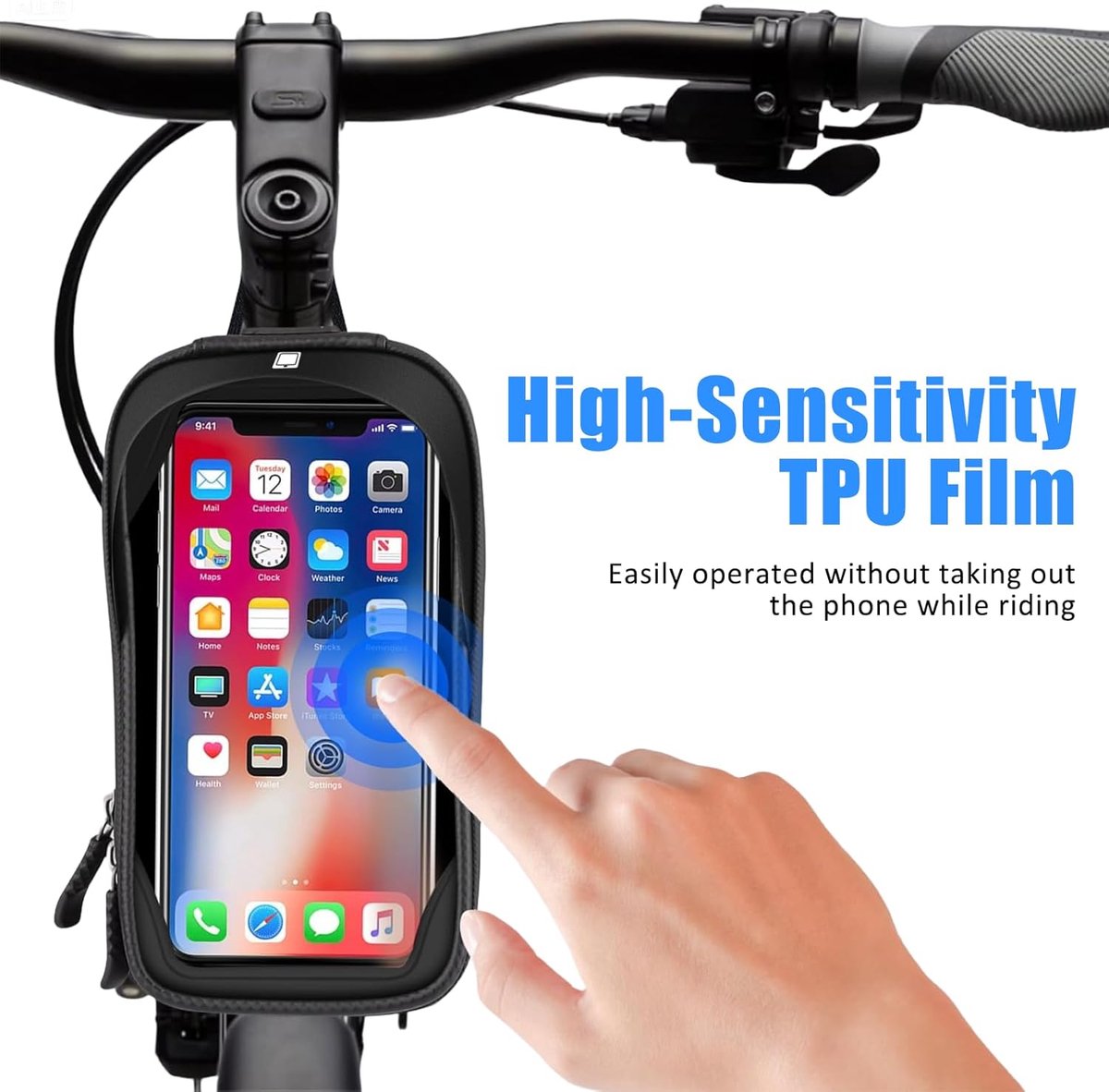 SnelShoppen - Fietstas Frame Waterdicht met TPU Gevoelige Touchscreen Topbuis Tas met Zonnevizier voor Smartphones tot 6.5 Inch Fietsaccessoires voor